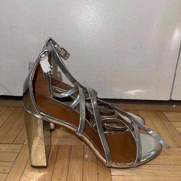 Halston Silver Metallic Block Heels - Picture 4 of 5